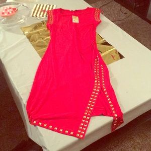 Red Michael Kors dress with gold studs